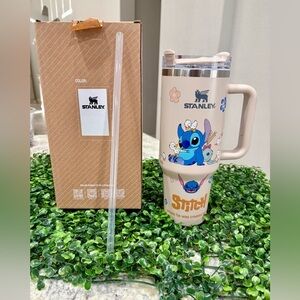 Stanley Cream Tumbler with Stitch and Straw